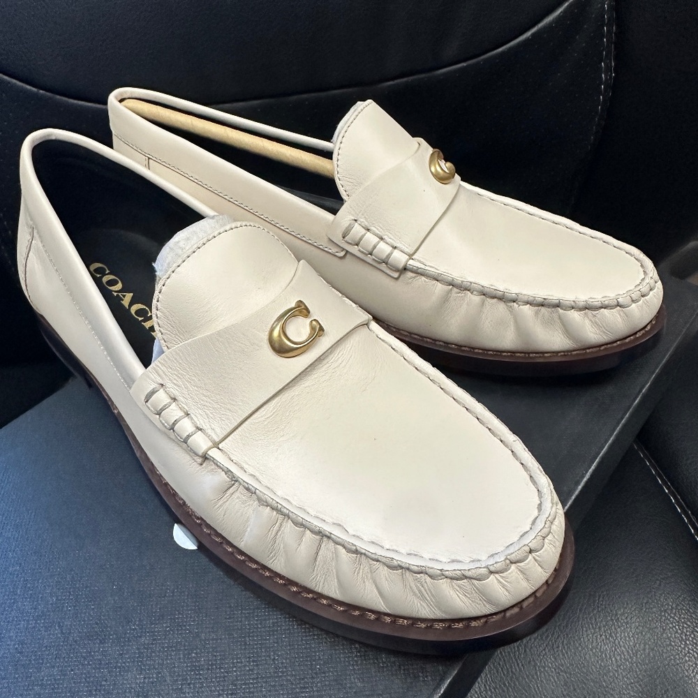 NIB! Coach Jolene Loafer Women's Shoes In Chalk Leather Size 6B/36.5B CK017